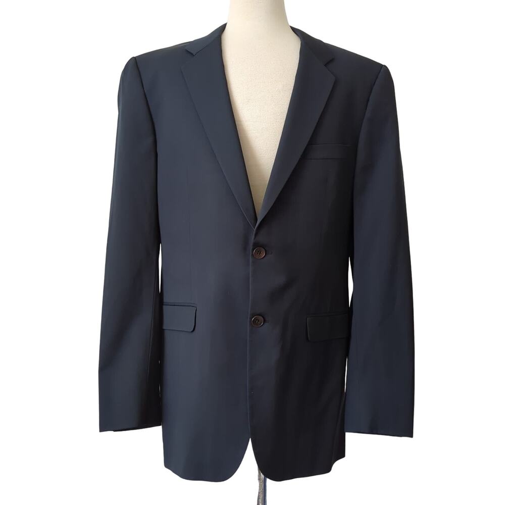 Theory Men's Navy Blue Blazer Jacket 40L 100% Wool Sports Coat Made in USA $1145